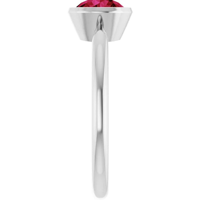 Lab-Grown Ruby Bezel Solitaire Ring in Gold