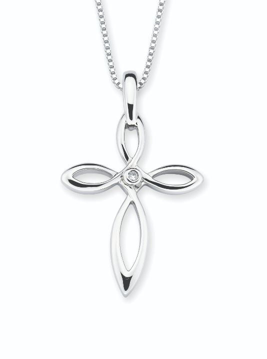 Diva Diamonds Cross Pendant In Sterling Silver