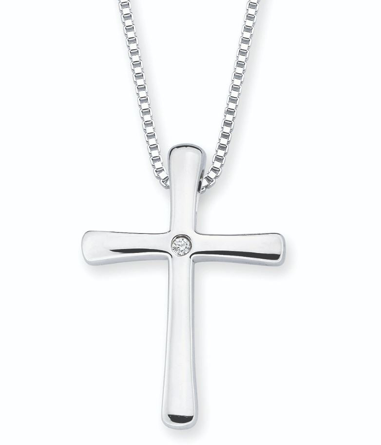 Sterling Silver Cross Pendant with Diva Diamond