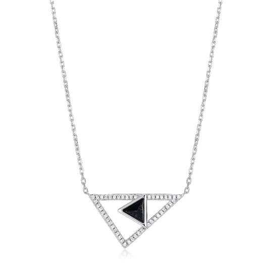 Black Agate Triangle Pendant