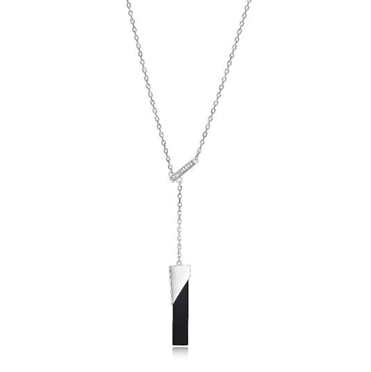 Black Agate Sterling Silver Necklace