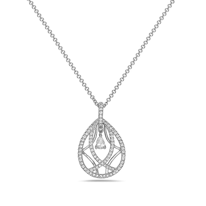 14 Karat White Gold Diamond Necklace