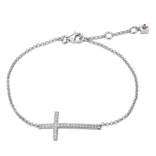 Sterling Silver CZ Cross Bracelet