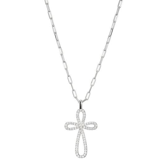 Sterling Silver CZ Cross Pendant