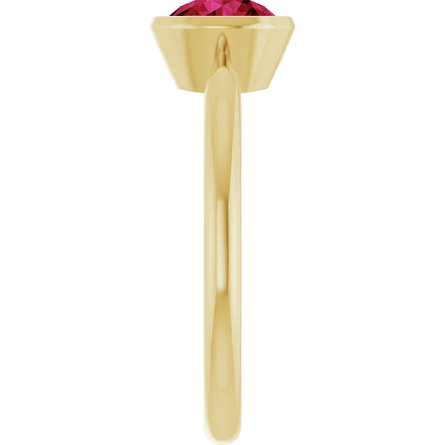 Lab-Grown Ruby Bezel Solitaire Ring in Gold
