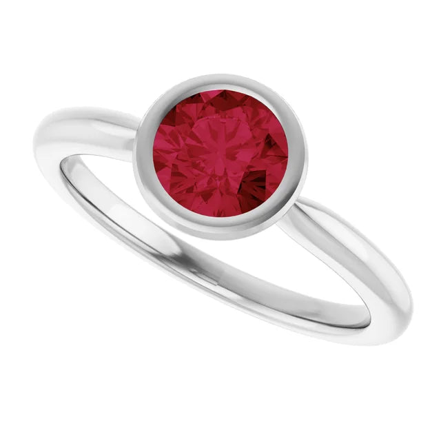 Lab-Grown Ruby Bezel Solitaire Ring in Gold