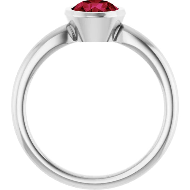 Lab-Grown Ruby Bezel Solitaire Ring in Gold