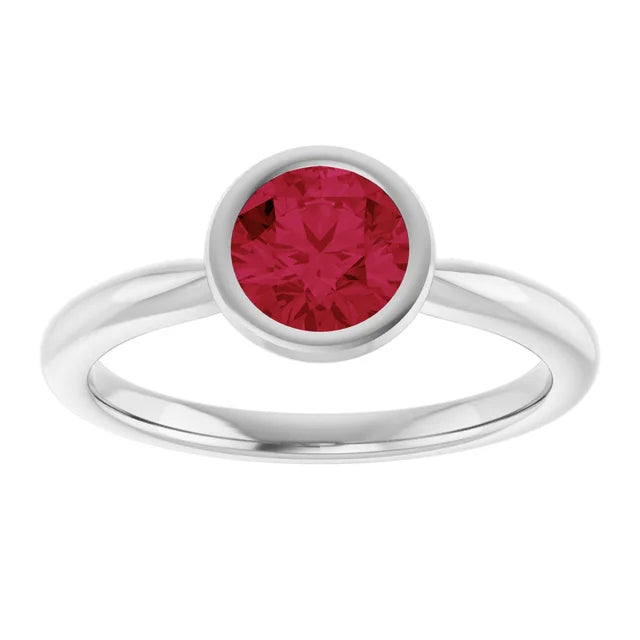Lab-Grown Ruby Bezel Solitaire Ring in Gold