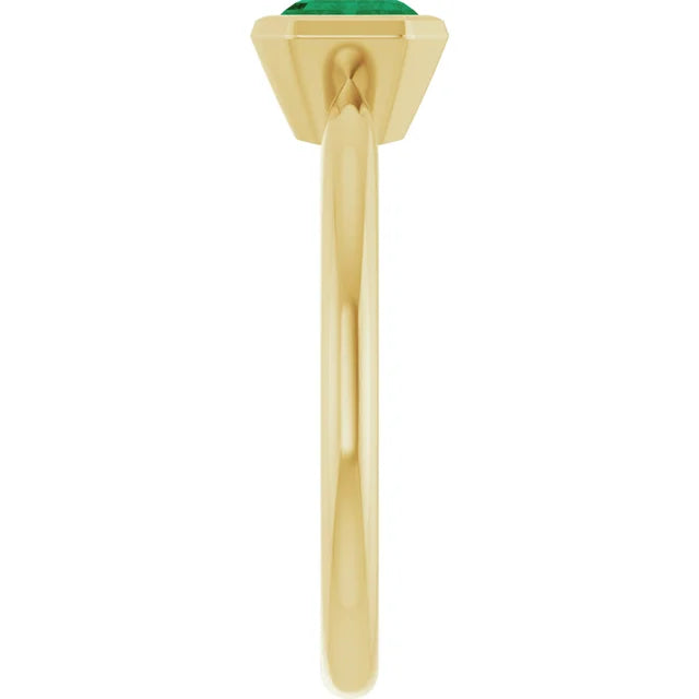 Lab-Grown Emerald Bezel Solitaire Ring in Gold