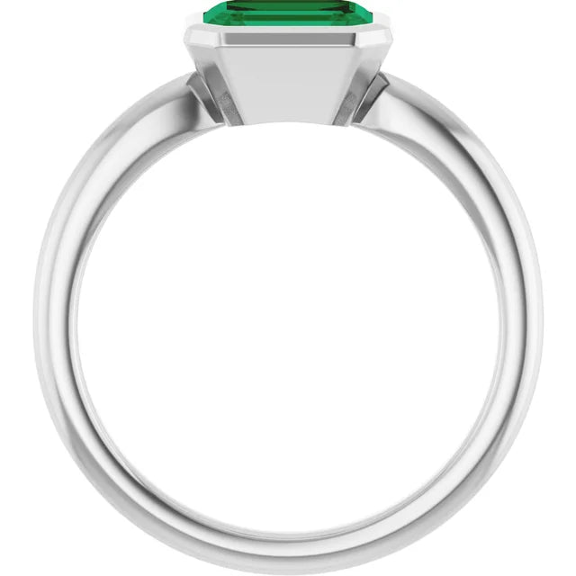 Lab-Grown Emerald Bezel Solitaire Ring in Gold