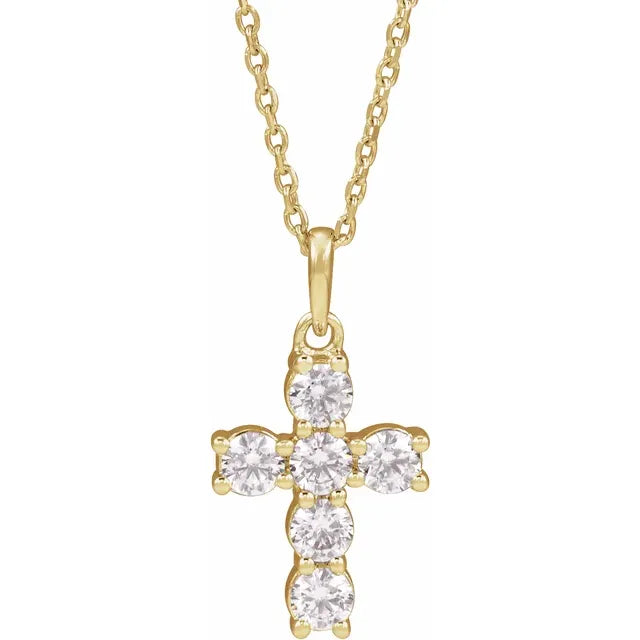 1/2 Carat Lab-Grown Diamond Cross Necklace