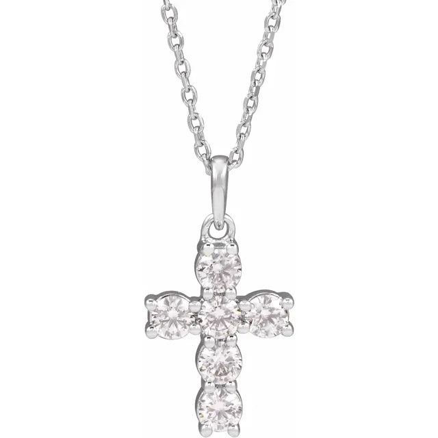 1/2 Carat Lab-Grown Diamond Cross Necklace