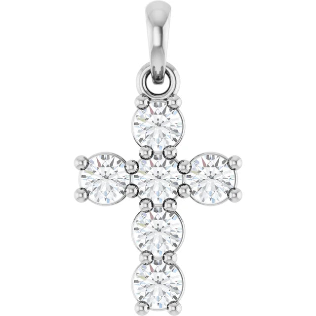 1/2 Carat Lab-Grown Diamond Cross Necklace