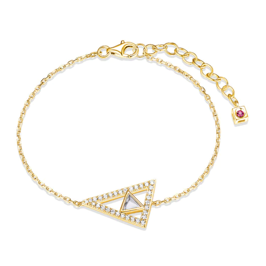 Sun in Rectangle with Small Triangle in Border Golden Diamond Bracelet -  Style A143 – Soni Fashion®
