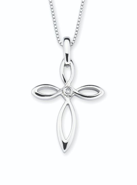 Diva Diamonds Cross Pendant In Sterling Silver