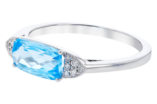 Blue Topaz & Diamond Ring