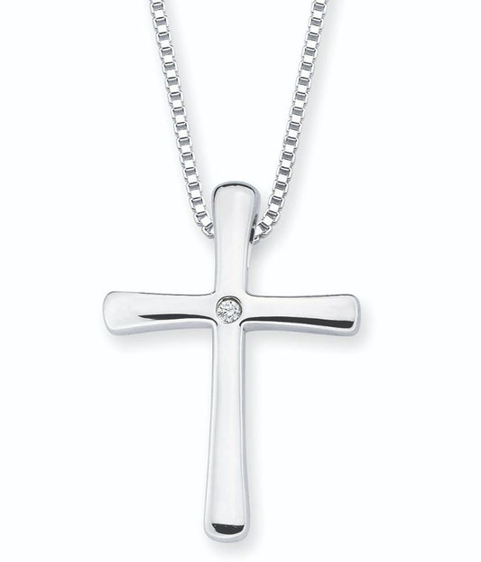 Sterling Silver Cross Pendant with Diva Diamond