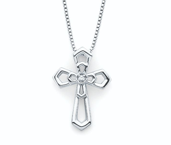 Cross Pendant Sterling Silver with Diamond