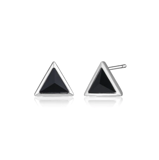 Black Agate Triangle Earrings