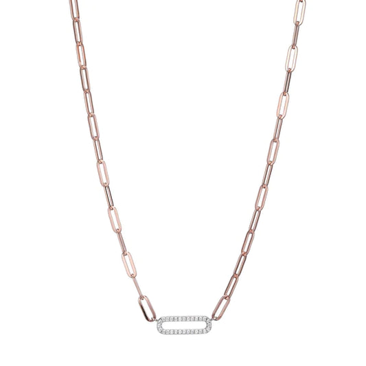 CZ Link & Rose Paperclip Chain
