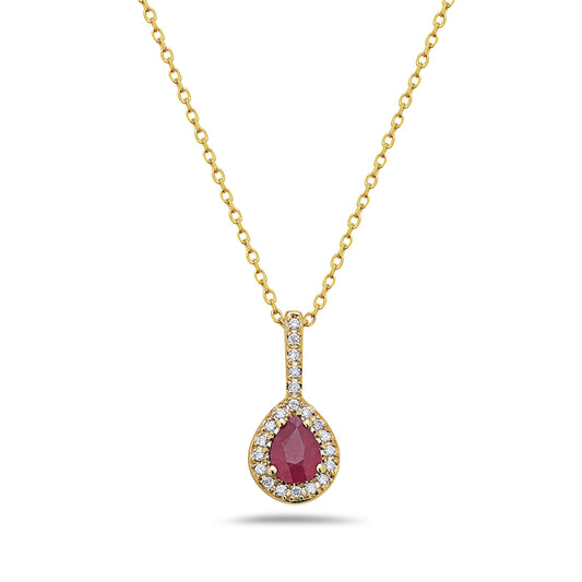 14 Karat Yellow Gold Ruby Pendant