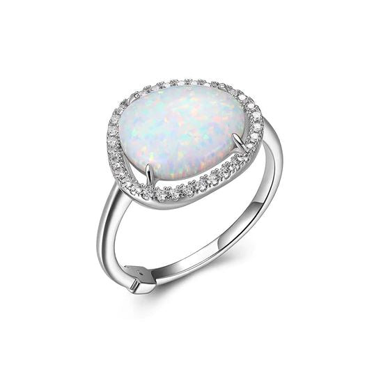 Fire & Ice Opal Halo Ring