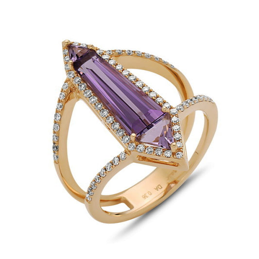 14 Karat Yellow Gold Amethyst Ring