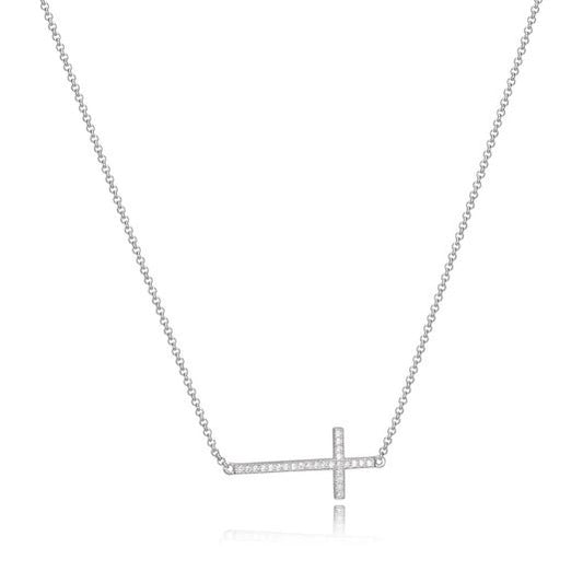 Sterling Silver Necklace CZ Cross